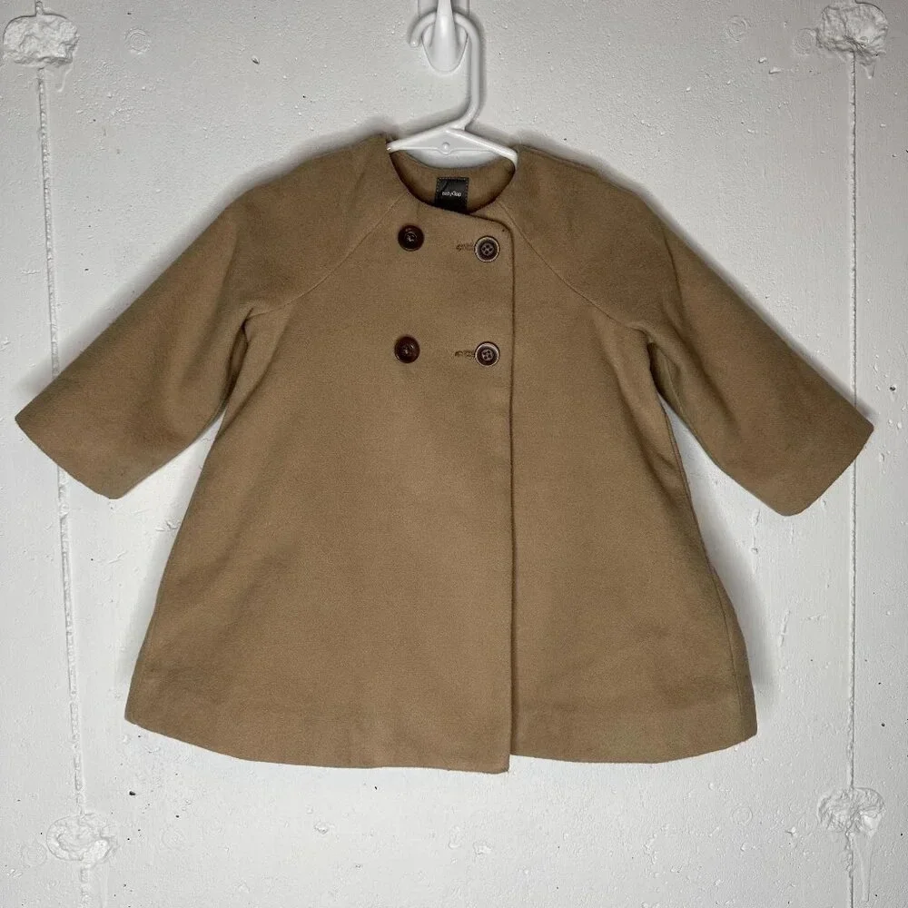 Baby GAP Double Breasted Tan Pea Coat Size 12-18 Months Classic Winter Formal